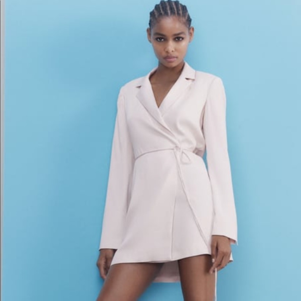 Zara oyster white silk wrap dress
